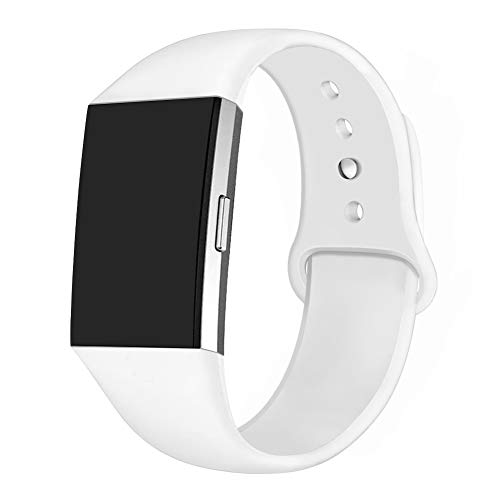 Product Cover GHIJKL Sports Band Compatible Fitbit Charge 2, Soft Silicone Replacement Wristband for Fitbit Charge 2, Women Men, Small, White
