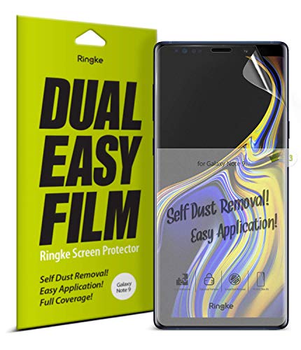 Product Cover Ringke Dual Easy Film (2 Pack) Compatible with Galaxy Note 9 High Resolution Anti-Smudge Coating Easy Application Case Friendly Screen Protector for Note9