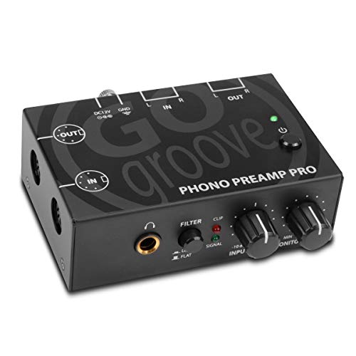 Product Cover GOgroove Phono Preamp Pro Preamplifier with RCA Input/Output, DIN Connection, RIAA Equalization, 12V AC Adapter - Compatible with Vinyl Record Players, Turntables, Stereos, DJ Mixers