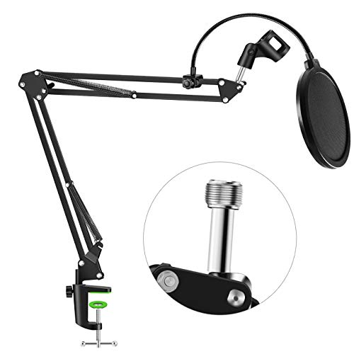 Product Cover NEUMA Professional Microphone Stand with Pop Filter Heavy Duty Microphone Suspension Scissor Arm Stand and Windscreen Mask Shield for Blue Yeti Snowball, Recordings, Broadcasting, Streaming, Singing