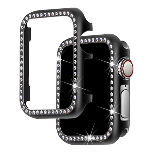 Product Cover Falandi for Apple Watch Case 40mm, Series 4 Apple Watch Face Case with Bling Crystal Diamonds Plate iWatch Case Cover Protective Frame for Apple Watch 38mm Series 3/2/1 (Black-Diamond, 40mm)