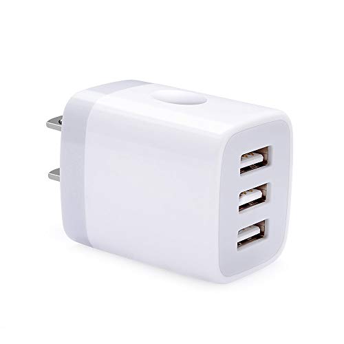 Product Cover Charging Block, Hootek 3-Multi Port USB Charger 3.1A Wall Charger Power Plug Charger Cube Charging Brick Compatible for iPhone XR/XS/X/8/7 Plus, iPad, Samsung, LG, HTC, BlackBerry, Motorola, Kindle