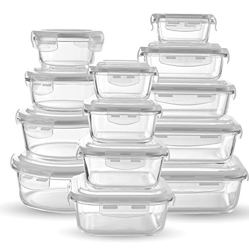 Product Cover Chef's Star Glass Food Storage Containers [13-Piece Set] - Meal Prep Leakproof Container with Airtight Snap On Lids - Microwave, Oven, Freezer, Dishwasher Safe. for Kitchen, Lunch & Pantry - BPA Free