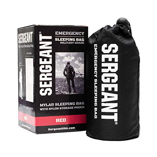 Product Cover SERGEANT Emergency Sleeping Bag, Extra-Thick, Lightweight, Military Grade. Use as Emergency Bivy Sack, Survival Sleeping Bag, Mylar Emergency Blanket. Perfect for Survival Kits and Go Bags.
