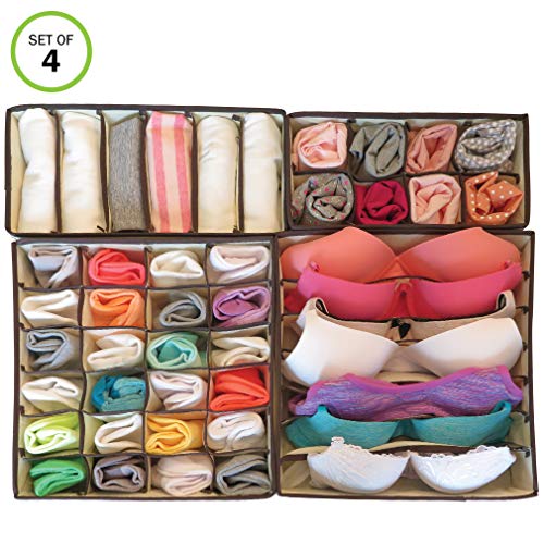 Product Cover Evelots Underwear Organizer Drawer-Foldable-Socks/Bras/Scarves-45 Sections-Set/4