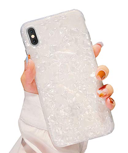 Product Cover Dailylux iPhone XR Case,Cute Phone Case for Girls Women Glitter Pretty Design Protective Slim Shockproof Pearly-Lustre Shell Bumper Soft Silicone TPU Cover for iPhone XR 6.1 inch 2018,White