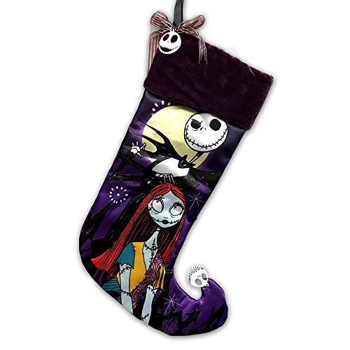 Product Cover Officially Licensed Disney Tim Burton's The Nightmare Before Christmas 25th Anniversary Edition Hanging Christmas Stocking Decoration Featuring Jack Skellington and Sally