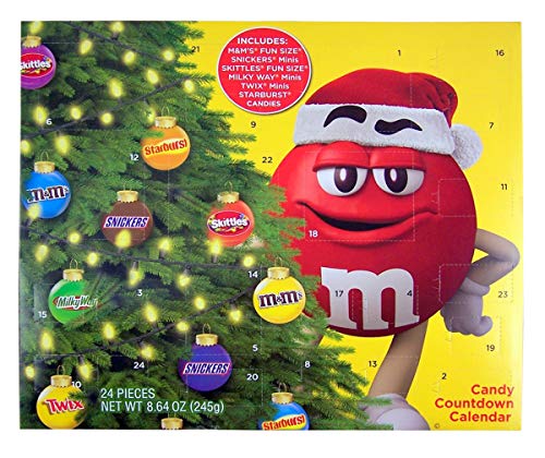 Product Cover 2019 Mars Christmas Advent Calendar with Assorted Candy M&M's, Snickers, Skittles, MilkyWays, Twix and Starburst, 8.64 oz