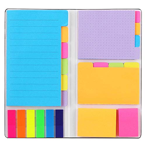 Product Cover Sticky Notes Set, Hommie Colored Divider Self-Stick Notes Pads Bundle, Prioritize with Color Coding, 60 Ruled (3.7x6), 48 Dotted (3.7x3), 48 Blank (3x3.7), 48 Per Rectangular, 25 Per PET Color