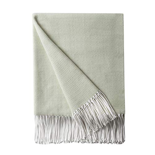 Product Cover Bourina Decorative Diamond Lattice Faux Cashmere Fringe Throw Blanket Lightweight Soft Cozy for Bed or Sofa Farmhouse Outdoor Throw Blankets, 50