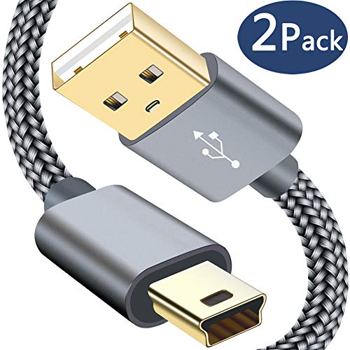 Product Cover SIOCEN Mini USB 2.0 Cable Braided,Type A to Mini-B Charger Cord Compatible Garmin Nuvi GPS,PS3 Controller,GoPro Hero 3+,Digital Camera,Dash Cam,MP3 Player Sync,PDA Playstation 3 Charging 2 Pack 6.6ft