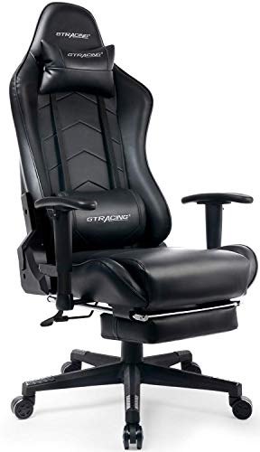 Product Cover GTRACING Gaming Chair with Footrest Big and Tall Office Executive Chair Heavy Duty Adjustable Recliner with Headrest Lumbar Support Cushion Computer Desk Chair Black