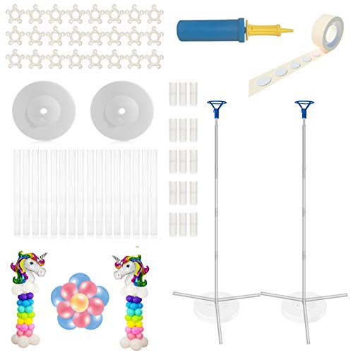 Product Cover Party Zealot Quick & Easy 2-Set Balloon Column Stand Kit, 2019 Updated, 5 Feet Tripod Sturdy Bases for Outdoor & Indoor Birthday, Baby Shower, Candy Party, Kids Event Balloon Decoration