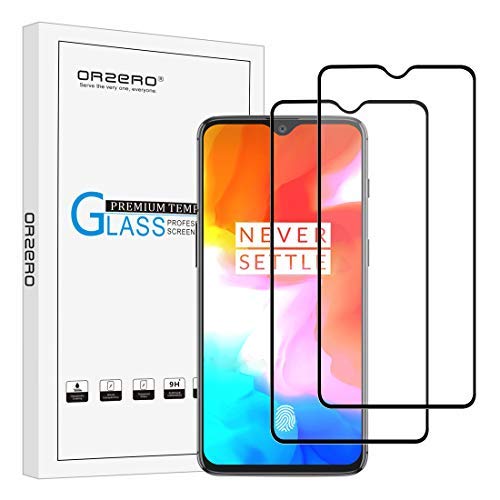 Product Cover [2 Pack] Orzero for Oneplus 6T Tempered Glass Screen Protector [Full Adhesive], 2.5D Arc Edges 9 Hardness HD Anti-Scratch Full-Coverage [Lifetime Warranty]