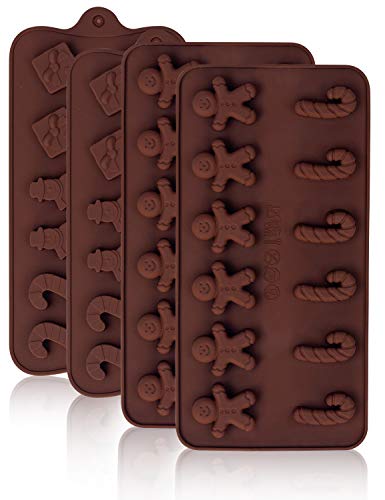 Product Cover 4PCS Christmas Chocolate Candy Silicone Molds - Baking Ice Trays Xmas Party Supplies