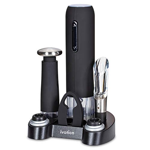 Product Cover Ivation Wine Gift Set, Includes Electric Wine Bottle Opener, Wine Aerator, Vacuum Wine Preserver, 2 Bottle Stoppers, Foil Cutter & Charging Base