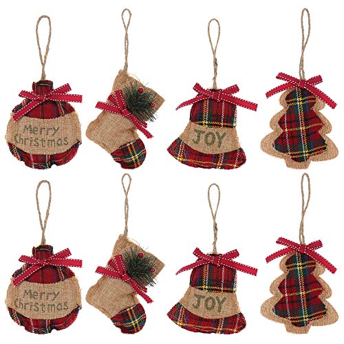 Product Cover WDDH Christmas Tree Ornaments Stocking Decorations,8pcs Burlap Stocking Tree Ball Bell Home Decor Festive Party Decoration