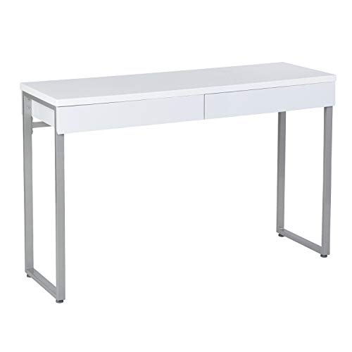 Product Cover GreenForest Vanity Table 47'' Gloss White Console Table Computer Makeup Desk with 2 Small Drawers and Solid Metal Legs for Living Room Entryway Hallways