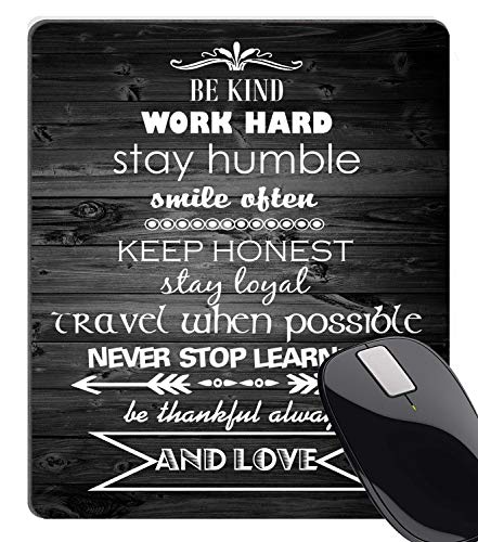 Product Cover Wknoon Inspirational Positive Quote Vintage Black Old Wood Mouse Pad, Be Kind Work Hard Stay Humble Smile Ofen Quotes Large Mouse Pads Custom