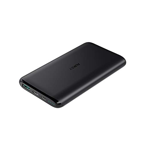 Product Cover AUKEY USB C Power Bank, 10000mAh Portable Charger, Dual-Output Battery Pack Compatible with iPhone 11/11 Pro/Xs/XS Max/XR, Samsung Galaxy Note9, and More