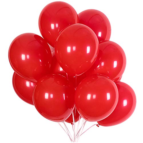 Product Cover Party Balloons; 12-inch Latex Balloons 50 pcs, Wedding, Birthday Party, Baby Shower, Christmas Party Decorations (red)