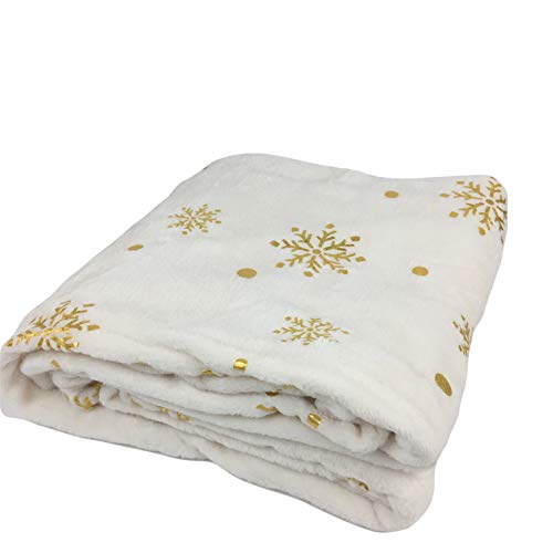 Product Cover Morgan Home Christmas Velvet Plush Throw Blanket Gold Foil Snowflakes 50-inch x 60-inch