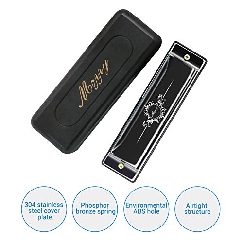 Product Cover Mippy Harmonica, Key of C 10 Holes 20 Tones Blues Harmonica Perfect Gift for Beginners, Professional, Students, Kid