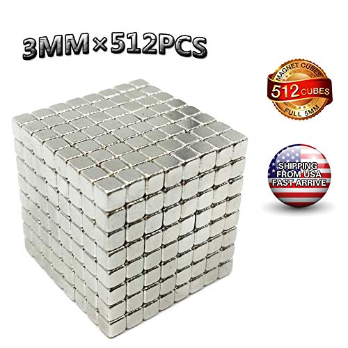 Product Cover Magnetic Cube,3mm 512pcs Magnet Cube Intellectual Toy Stress Relief & Magnet Desk Toy for Children and Adults