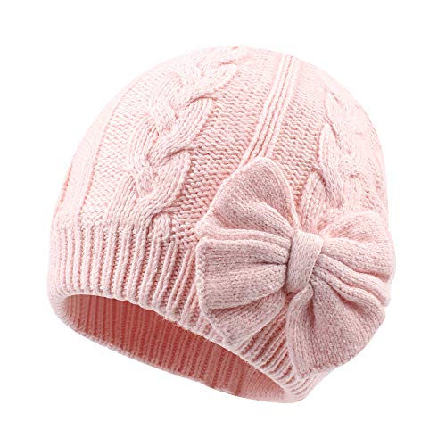 Product Cover Winter Warm Knitted Baby Hat for Girls Cotton Lined Infant Toddler Girls Hat Autumn Cute Bow Classic Girls Beanie 0-6Y