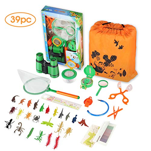 Product Cover Outdoor Explorer Kit for Kids-39PCS Include Children's Toy Binoculars Compass Whistle Magnifying Glass Bug Catch Backpack Stickers And Pen. Kids Adventure Pack Camping, Hiking For Kids Adventure