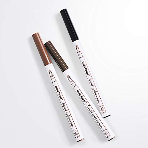 Product Cover Eyebrow Tattoo Pen by Music Flower Waterproof 4 Tips Fine Sketch Microblading Smudge-proof Long Wear Natural Looking(Chestnut)