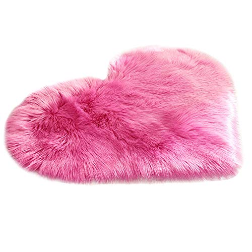 Product Cover Cuekondy Faux Fur Sheepskin Area Rugs Soft Shaggy Wool Carpet Mat Living Room Bedroom,Home Decor Floor Rug Sofa Cover Seat Pad (Hot Pink, 40 x 50 cm)