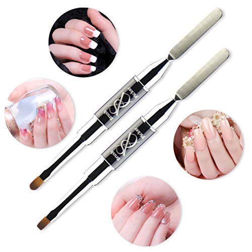 Product Cover Sxc 2Pc (Flat/Round) Polygel Brush & Picker Dual-Ended Nail Brush Slice Tool for Acrylic Uv Nails Extension