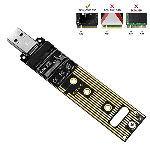 Product Cover QNINE NVME to USB Adapter, M.2 SSD to Type A Card, No Cable Need, High Performance 10 Gbps USB 3.1 Gen 2 Bridge Chip, Use as Portable SSD, USB to M2 SSD Key M, Support Windows XP 7 8 10, MAC OS