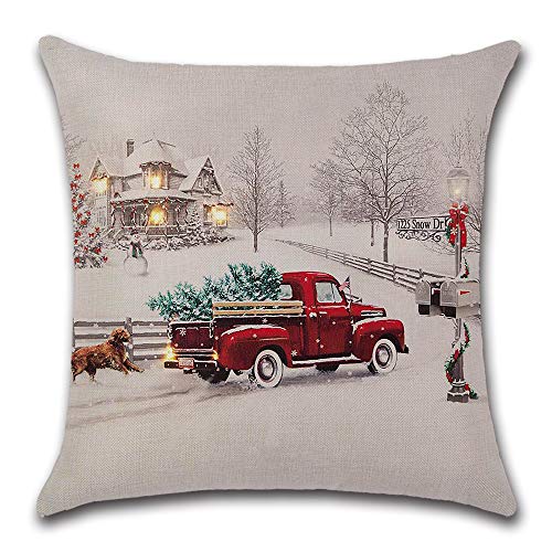 Product Cover axsl Farmhouse Christmas Tree in Red Car Pillow Cover Cute Dog Pillow Cushion Case Throw Pillow Case Cushion Cover 18