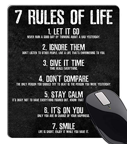 Product Cover Wknoon 7 Rules of Life Motivational Quotes Mouse Pad Custom, Inspirational Quote About Life Mouse Pads for Computers