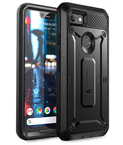 Product Cover SUPCASE Full-Body Rugged Holster Case for Google Pixel 3 XL, with Built-in Screen Protector for Google Pixel 3 XL 2018 Release, Unicorn Beetle Pro Series - Retail Package (Black)