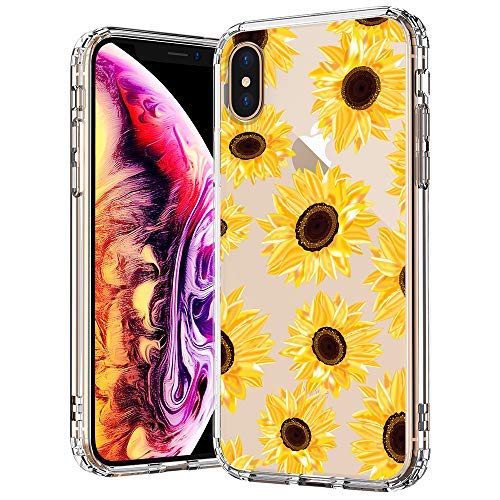 Product Cover MOSNOVO iPhone Xs MAX Case, Clear iPhone Xs MAX Case, Sunflower Flower Floral Pattern Printed Clear Design Transparent Plastic Back Case with TPU Bumper Gel Protective Case Cover for iPhone Xs MAX