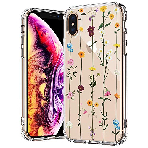 Product Cover MOSNOVO iPhone Xs Max Case, Clear iPhone Xs Max Case, Wildflower Floral Flower Pattern Printed Clear Design Transparent Plastic Back Case with TPU Bumper Case Cover for iPhone Xs Max