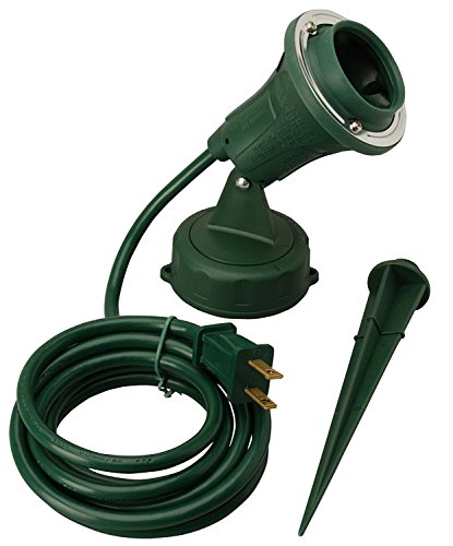 Product Cover Woods Outdoor Floodlight Fixture with Stake (6-Feet Cord, 120V, Green) (2 Pack)