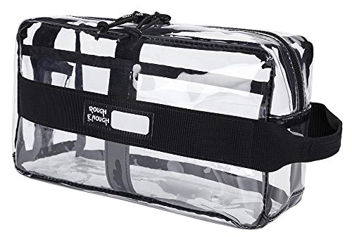 Product Cover Rough Enough Clear TSA Approved Toiletry Bag Makeup Organizer Bag for Women Men Stadium Approved Travel Cosmetic Bag Pouch Case for luggage Accessories with Compartment for Sport School Boy Girl Teen