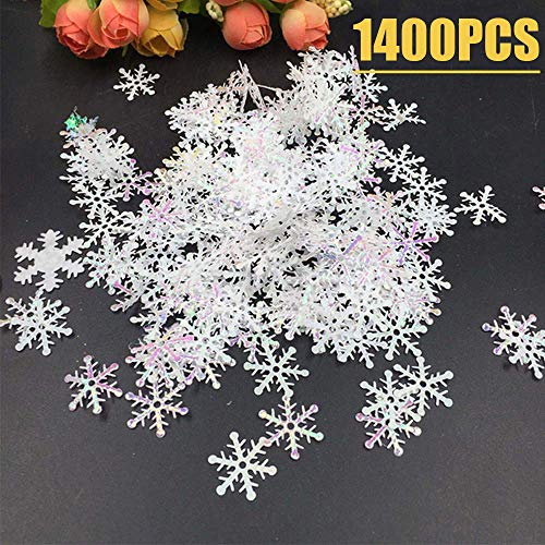 Product Cover 1200pcs Winter Wonderland White Snowflake Decorations - Snowflake Confetti Christmas Decorations/Xmas/Holiday/Birthday Party Supplies