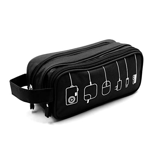 Product Cover Honsky Gadget Organizer Bag: Universal Tech Travel Organizer, Electronics Organizer Storage Case Pouch for Cables Cords Chargers Power Bricks USB Computer Laptop Accessories, Black