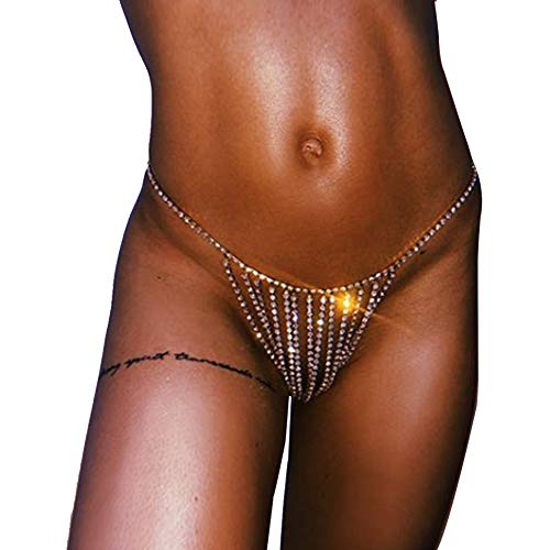 Product Cover Bridal Crystal Thong Panties, Lingerie Burlesque Belly Wasit Showgirl G Stringsthongs Sexy Body Chain Jewelry
