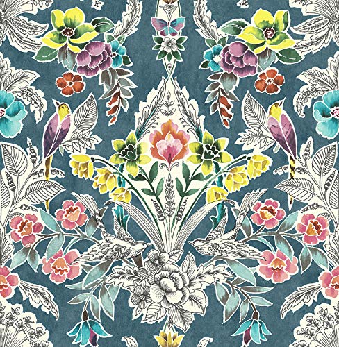 Product Cover NuWallpaper NU3037 Summer Love Teal Peel & Stick, Multi-Color Wallpaper, Multicolor