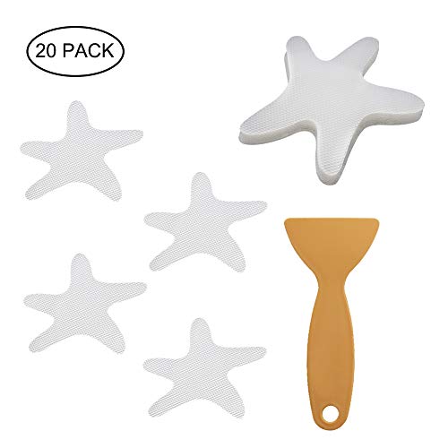 Product Cover Accmor 20PCS Non-Slip Bathtub Stickers, Non-Slip Bath Treads,Safety Shower Treads, with Scraper for Bath Tub,Pools, Stairs or Other Slippery Spots (Clear, Starfish)