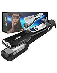 Product Cover Steam Hair Straightener, Salon Professional Nano Titanium Ceramic Steam Flat Iron Hair Styler With Removable Teeth Comb + Digital Lcd + 5 Level Adjustable Temperature