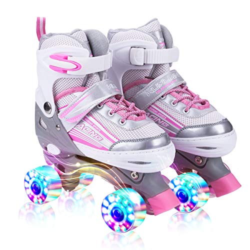 Product Cover Kuxuan Saya Roller Skates Adjustable for Kids,with All Wheels Light up,Fun Illuminating for Girls and Ladies - Pink S