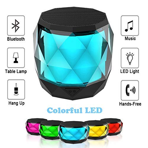 Product Cover LED Bluetooth Speaker,LFS Night Light Wireless Speaker,Untra Mini Speaker,Diamond Shape Portable Wireless Bluetooth Speaker,Multi-Colored auto-Changing RGB LED Themes,Handsfree/TWS Supported ?