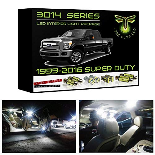 Product Cover Fyre Flys White LED Interior Lights for 1999-2016 Ford F250 F350 Super Duty 14 Piece 6000K Super Bright 3014 Series SMD Package Kit and Install Tool